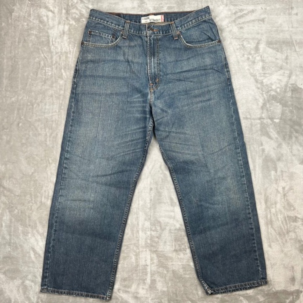 Levi Strauss 569 Loose Straight Jeans Mens W36 L30 Blue Denim - Picture 5 of 15
